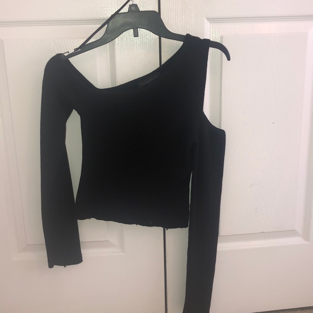 Black long sleeve asymmetrical top